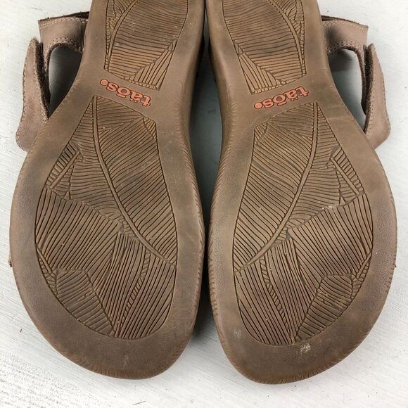 Taos Womens Size 7 Brown The Show Lightweight Leather Hook & Loop Casual Sandals - Picture 11 of 14